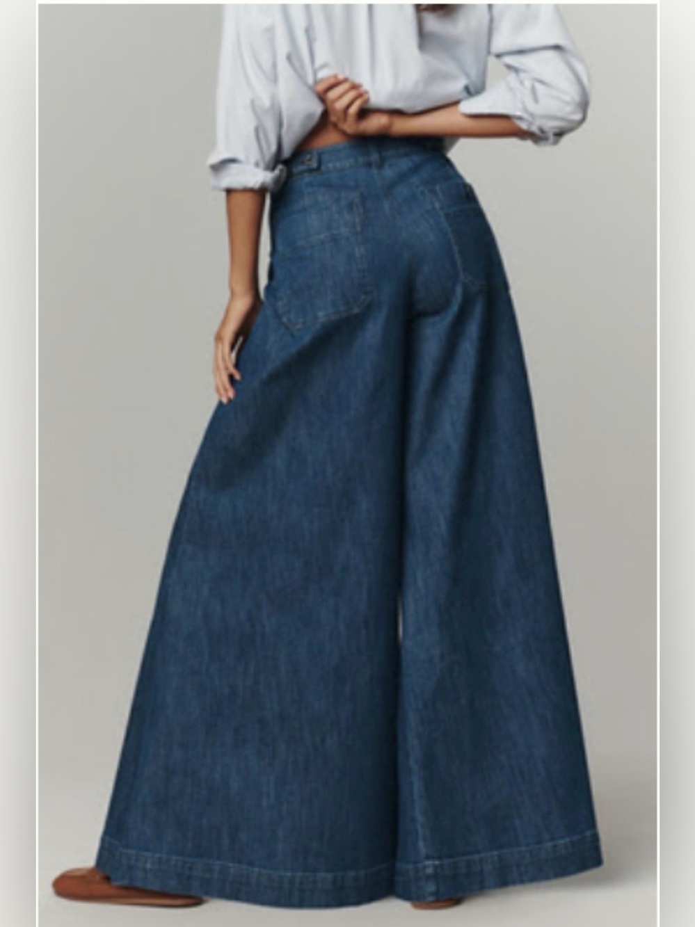 Anthropologie Pilcro Wide-Leg High-Rise Jeans in Dark Blue